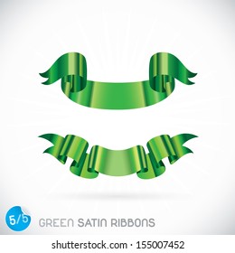 Green Satin Ribbons Illustration, Icons, Button, Sign, Symbol, Logo with Sticker for Family, Festival Celebration, Baby, Children, Teenager, People