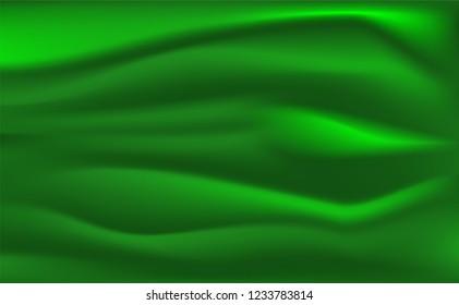 Green Satin Silky Cloth Fabric Textile Drape with Crease 
Wavy Folds background.With soft waves and,waving in the wind
Texture of crumpled paper. object Vector,illustration
