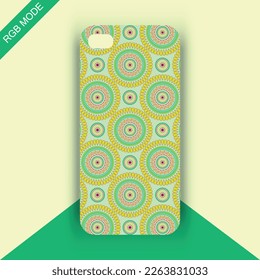 Green satrangi mandalas Mobile Phone Cover Design Mockup Vector, Case Cover Design Mockup