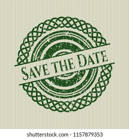 Green Save the Date distressed rubber grunge texture seal