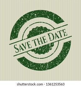 Green Save the Date rubber stamp