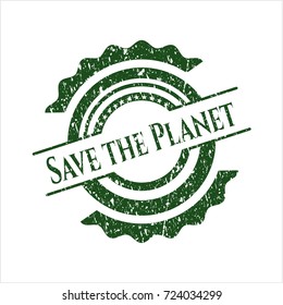 Green Save the Planet distressed rubber texture