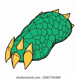 A green scaled dragon foot with golden claws, perfect for fantasy RPG game icons, creature designs, and adventure themes.