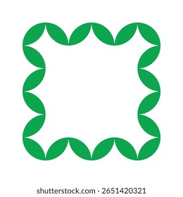 Green Scalloped Leaf-Edge Square Frame