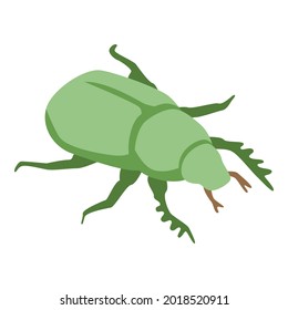 Green scarab icon. Isometric of green scarab vector icon for web design isolated on white background
