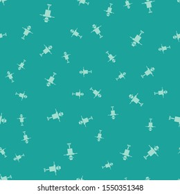 Green Scarecrow icon isolated seamless pattern on green background.  Vector Illustration