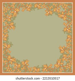 green scarf with beautiful flowery border design