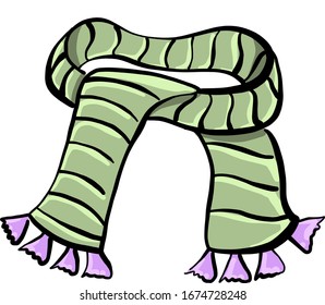 Green scarf, illustration, vector on white background.