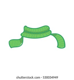Green scarf on white background. Vector illustration