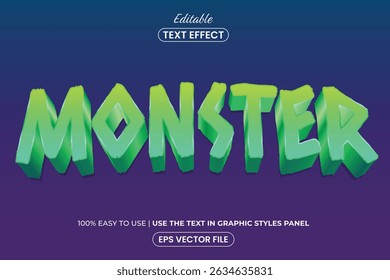 Green scary monster editable 3D text effect style template