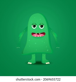 Grünes graues Monster auf grünem Hintergrund. Vektorgrafik