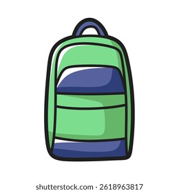 green school backpack cartoon vector