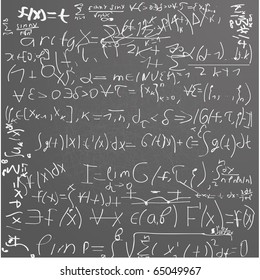 Green school board with chaotic mathematical formulas