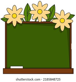 Green school board with flowers on top