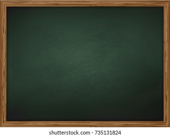 green school chalkboard background texture with frame vector. Template for your design.