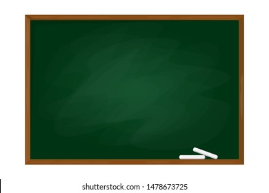 Green school chalkboard in the frame vector isolated. Blank clasroom blackboard. Empty surface for your message. Education object. Template design.