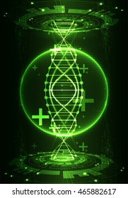 Green science template, DNA molecules background. Vector illustration.