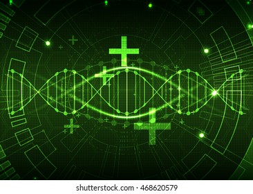 Green science template, DNA molecules background. Vector illustration.
