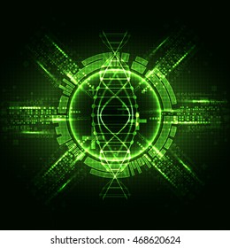 Green science template, DNA molecules background. Vector illustration.