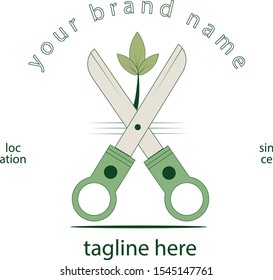 Green Scissor Logo Vector Design