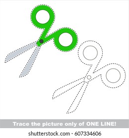 Green Scissors. Dot to dot educational game for kids.