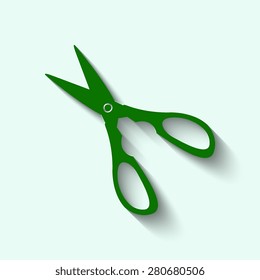 Green Scissors icon isolated
