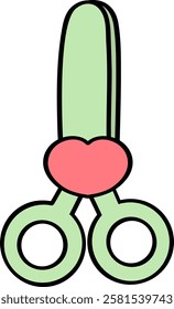 Green scissors with sharp edges