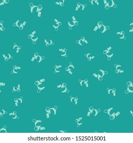Green Scooter delivery icon isolated seamless pattern on green background. Delivery service concept.  Vector Illustration