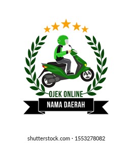 Green Scooter Gojek Grab Bike Club Vector Logo Concet