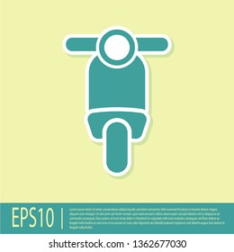 Green Scooter icon isolated on yellow background. Vector Illustration
