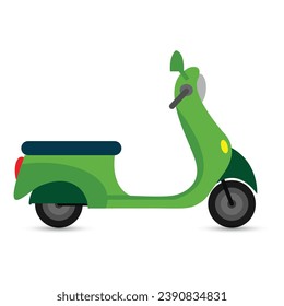 Green scooter vector on white background