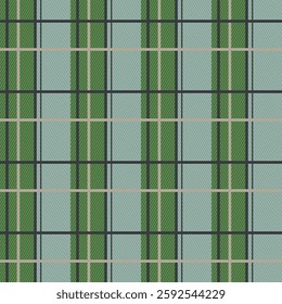 Green Scotland textile seamless pattern. Fabric texture check tartan plaid. Abstract geometric background for cloth, card, fabric. Monochrome graphic repeating design. Modern squared ornament.