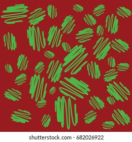 Green scrawl on a red background