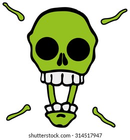 Green screaming skull