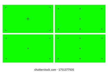 Fondo de pantalla verde. Marcadores de seguimiento de movimiento VFX. Diseñar plantilla de fondo de pantalla verde. Resumen de concepto de vídeo reemplazo de imágenes de vídeo elemento marcadores de seguimiento. Definir la ilustración del vector EPS 10