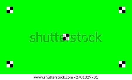 Green screen with black square tracking markers in center and corners, ideal for motion tracking, AR calibration, VFX compositing, and spatial recognition.