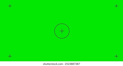 Video Fondo de croma de pantalla verde, marco de la cámara del visor, Plantilla de pantalla de película, superposición. Pantalla de cine con rejilla.