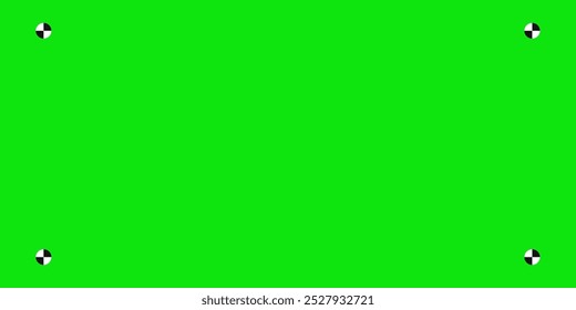 Green screen chroma key background, viewfinder camera frame, video film screen template, overlay. Cinema display with grid.