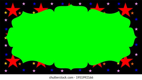 Green Screen in Geometric shape with Colorful Stars