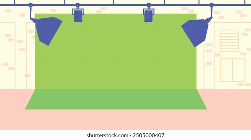 Pantalla verde para la producción de películas Fondo de la escena de la película. Ilustración vectorial