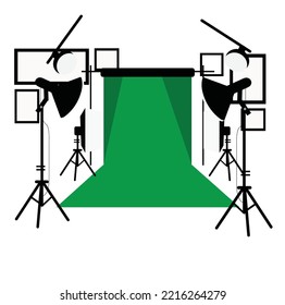 green screen studio background device black and white decor vector illustration design