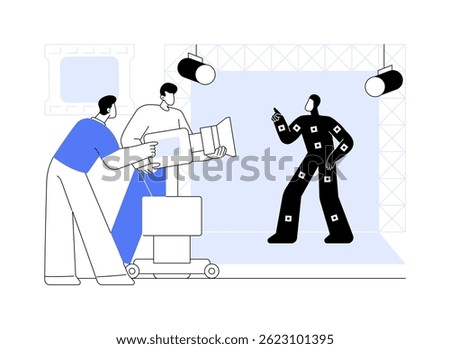 Green screen technology isolated cartoon vector illustrations. Production studio shooting add using green screen, chroma key compositing, content creation, marketing agency vector cartoon.