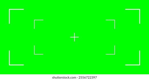 Green screen template for chroma key video production. Features tracking marks for VFX integration. Ideal for filmmakers and video editors. Vector illustration.