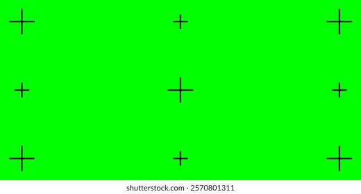 Green screen template with chroma key technology. Background with tracking points for motion tracking in VFX. Vector flat design.