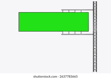 The green screnn Hanging LED Mockup in the column for advertising light box on the street, Digital Grenn screen LED technology for realistic hanging screen
