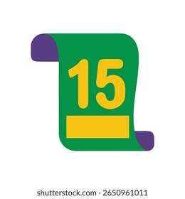 Green scroll with yellow number 15 rectangle on Brazil Proclamação da Republica vector