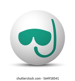 Green Scuba Diving icon on white sphere