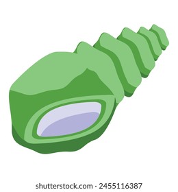 Icono de concha verde Vector isométrico. Elemento marino. Animal acuático