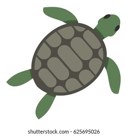 Green sea turtle icon flat isolated on white background vector illustration