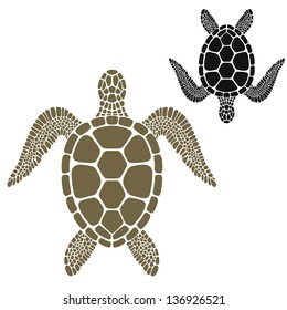 Green sea turtle. Sea life vector. Isolated turtles on white background